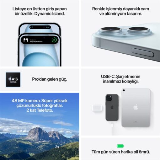 iPhone 15 128 Gb Akıllı Telefon Mavi#Minimum peşinat sadece 6750 TL - Görsel 8